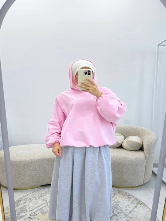 Ayollar uchun oversize xudi, kapyushonli kofta, erkin bichim