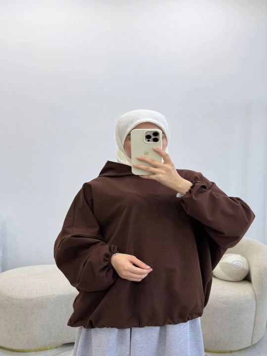 Ayollar uchun oversize xudi, kapyushonli kofta, erkin bichim