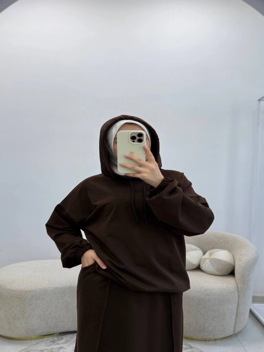 Ayollar uchun oversize xudi, kapyushonli kofta, erkin bichim