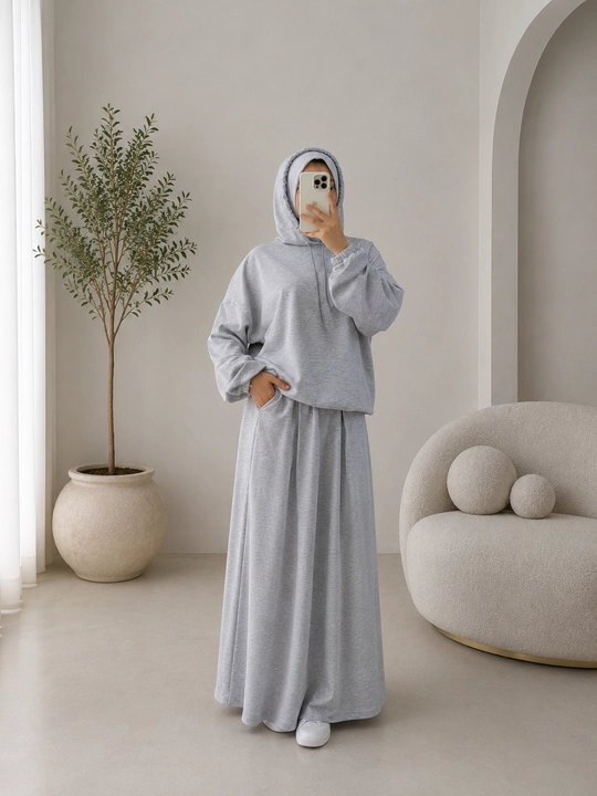 Ayollar uchun oversize xudi, kapyushonli kofta, erkin bichim - 