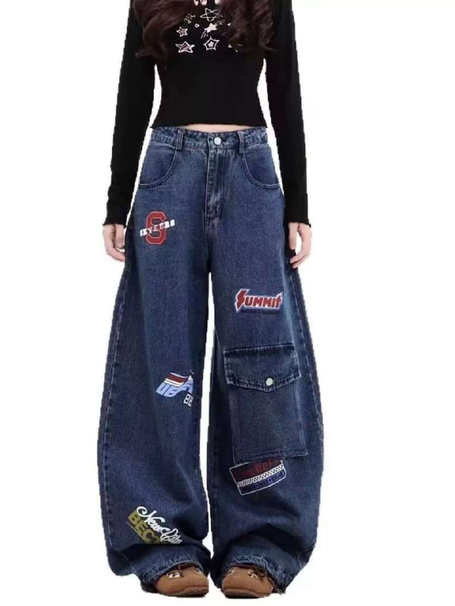 Oversize Baggy ayollar shimi - Ayollar uchun keng jinsilar Y2K