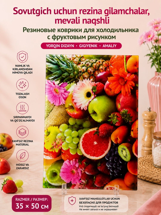 Резиновые коврики для холодильника с фруктовым рисунком