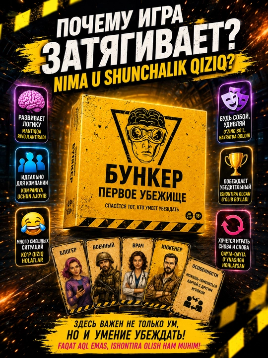 Настольная игра Бункер: Первое убежище для компании друзей, 2–10 игроков