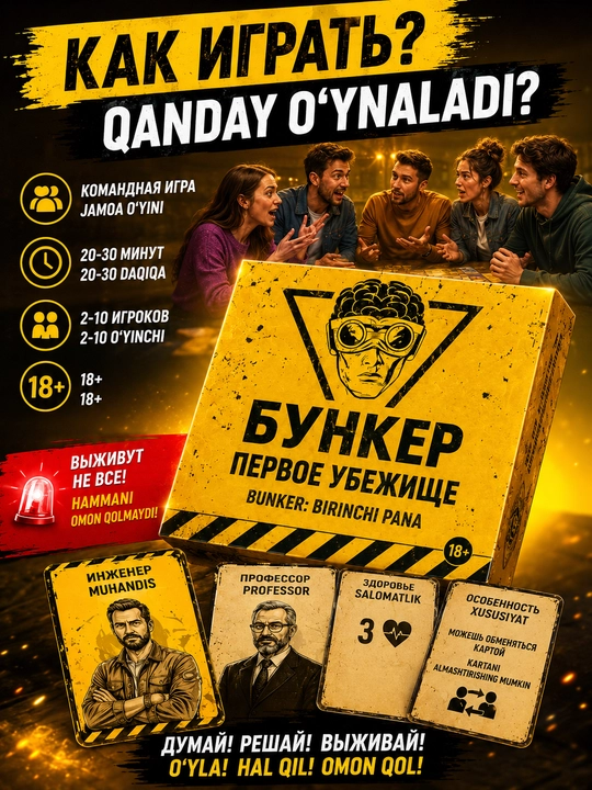 Настольная игра Бункер: Первое убежище для компании друзей, 2–10 игроков