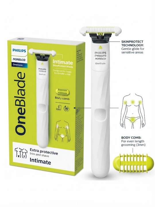 Philips OneBlade Intimate QP1924 intim sohalar va tana uchun trimmer, Wet & Dry - 