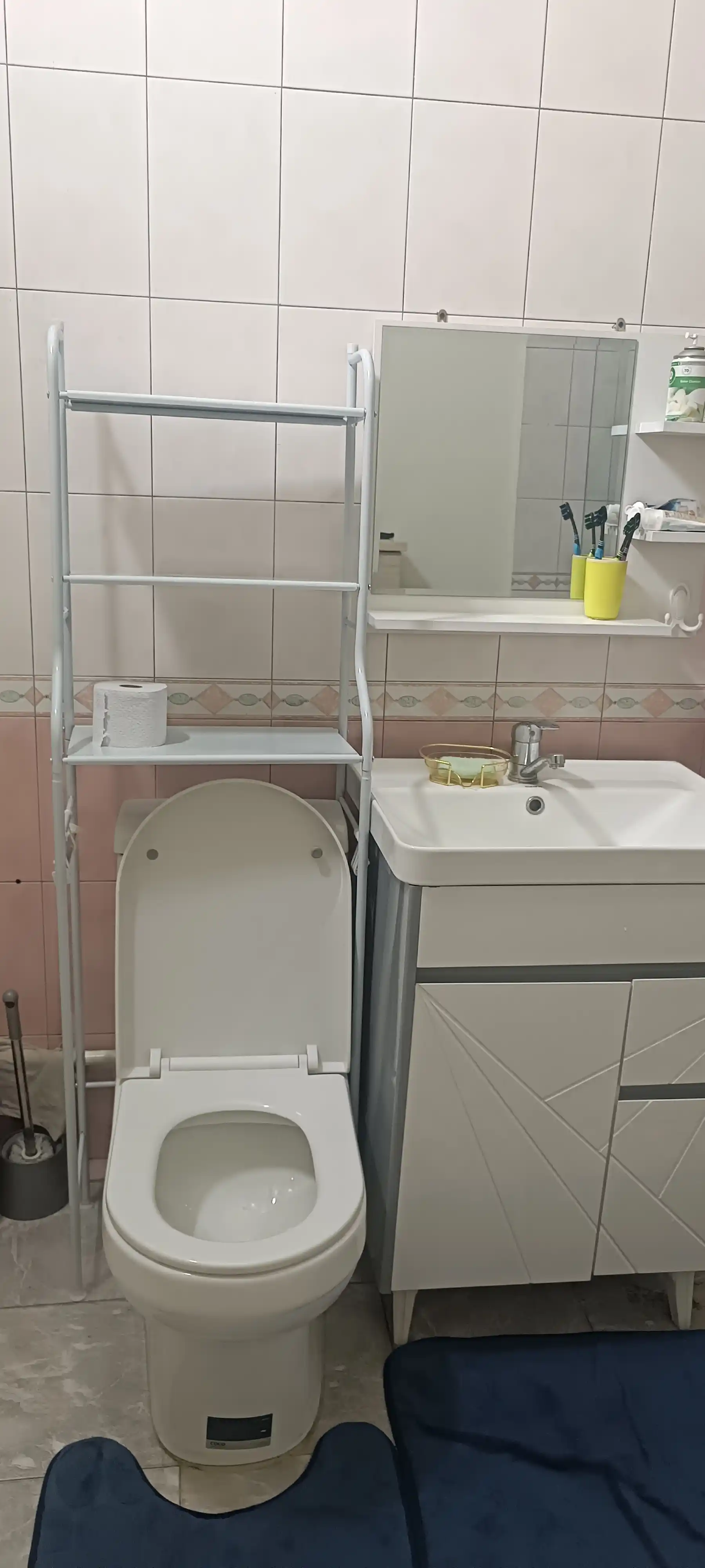 Metall stelaj kir yuvish mashinasi va unitaz uchun, mustahkam 3 qavatli stelaj