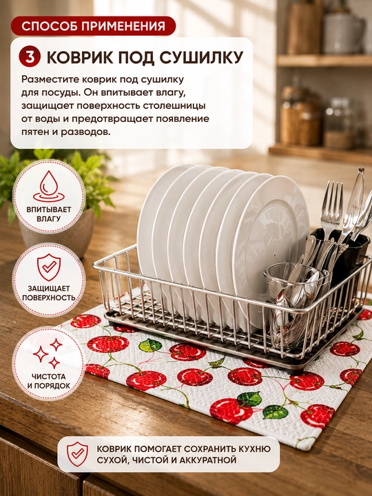 Коврик для сушки посуды из микрофибры, впитывающий кухонный коврик