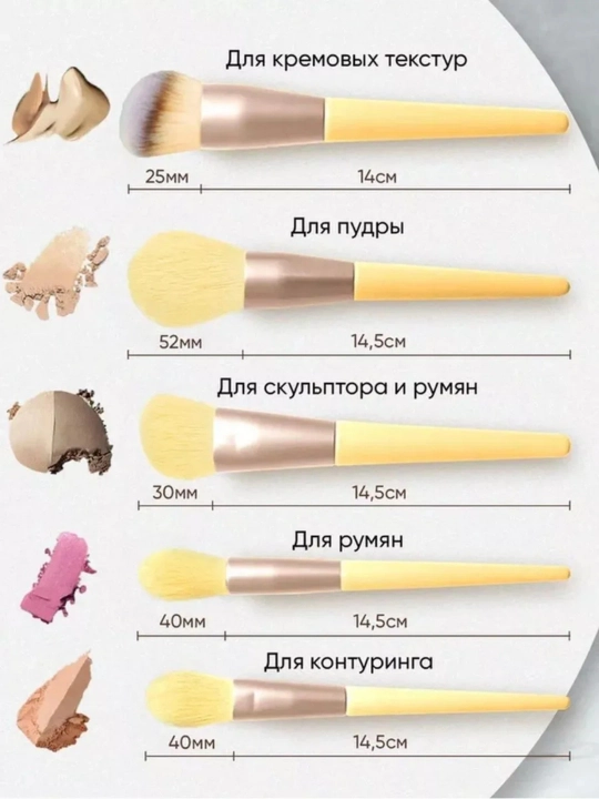 Makiyaj uchun cho‘tkalar, to‘plamda 13 dona, g‘ilof bilan