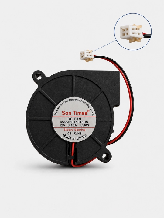 12 V radial salyangoz ventilyator, 54×54×15 mm, 2 pin ulagich