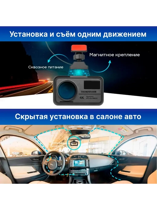 Видеорегистратор TrendVision TDR-725 Real 4K 2CH