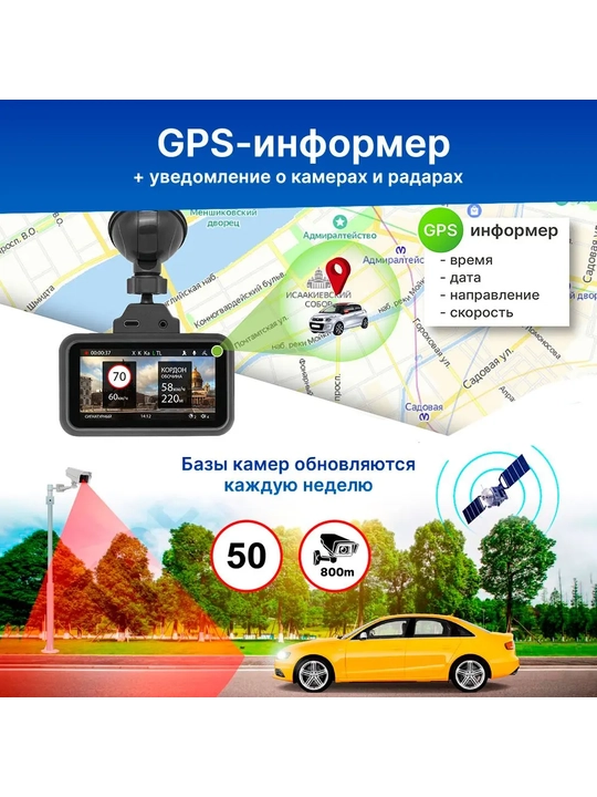 Видеорегистратор TrendVision TDR-725 Real 4K 2CH