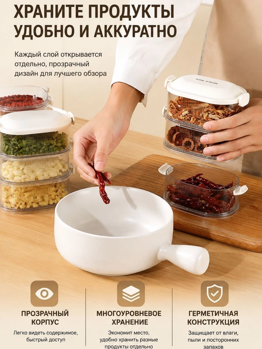 Кухонный контейнер-органайзер для специй, на 5 уровней