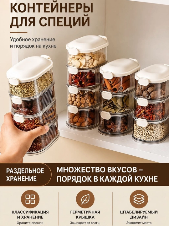 Кухонный контейнер-органайзер для специй, на 5 уровней