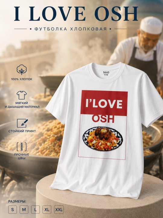 Футболка мужская хлопковая с принтом Uzbekistan, I Love UZ, I Love Osh, S–XXL - 