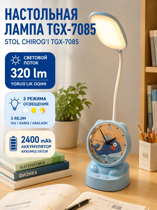 TGX-7085 akkumulyatorli LED stol lampasi 4W aqlli lampa