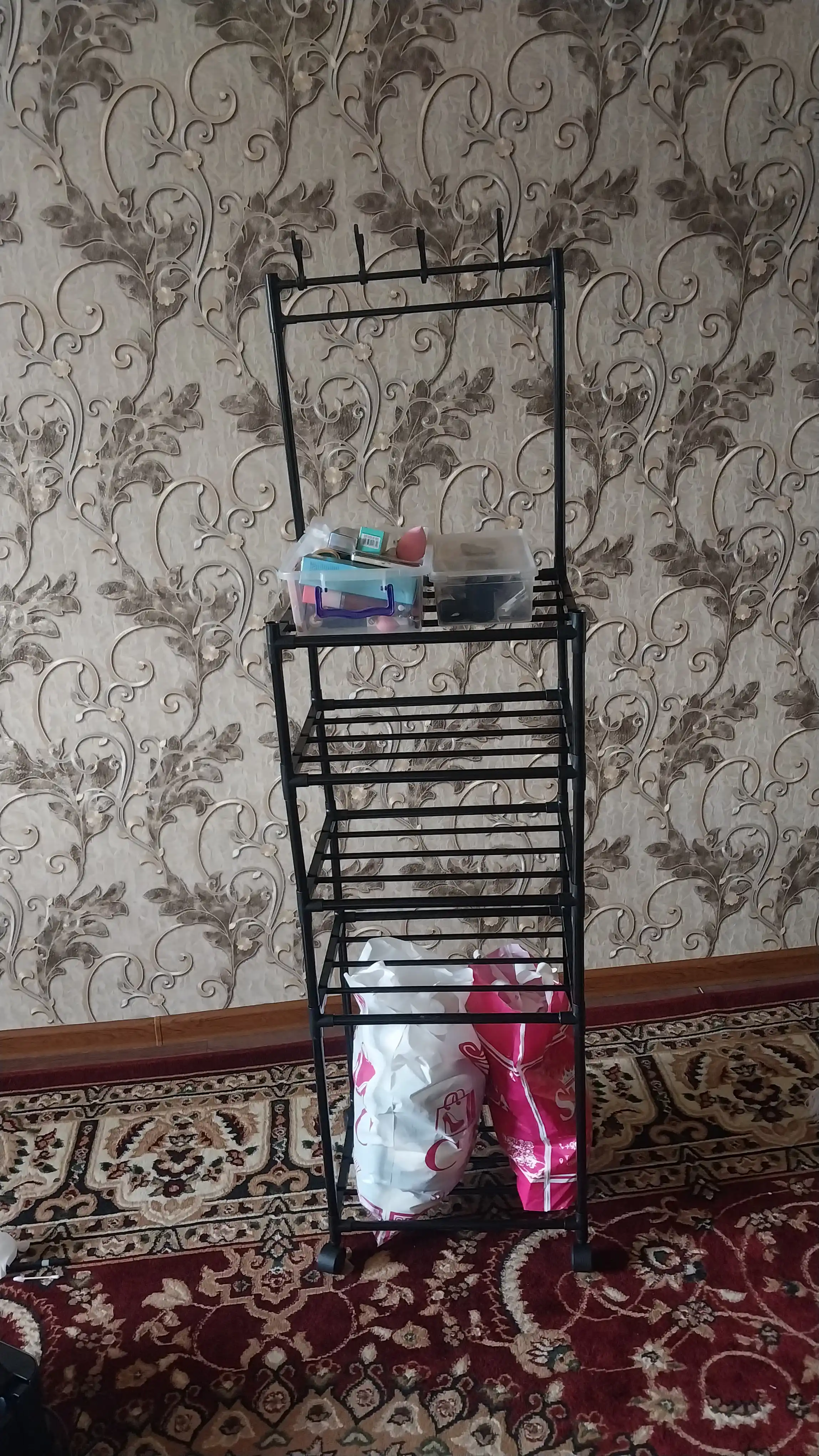Ko'p funksiyali 3 tasi 1 da kitob javoni: ilgich, stellaj, tokcha, oshxona va hammom uchun