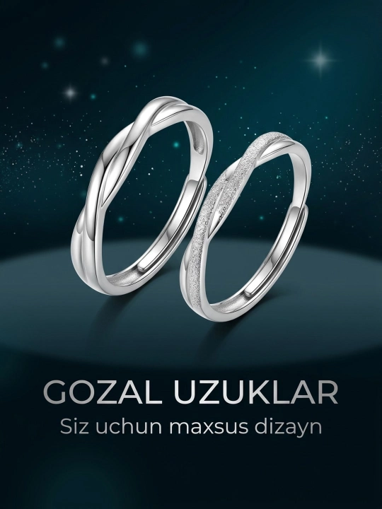 Juft uzuklar o'rim, infiniti, relyef, to'lqin, pryajka, 2 dona, o'lchami sozlanadi