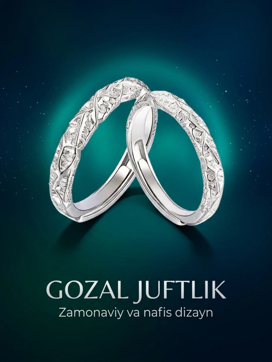 Juft uzuklar o'rim, infiniti, relyef, to'lqin, pryajka, 2 dona, o'lchami sozlanadi