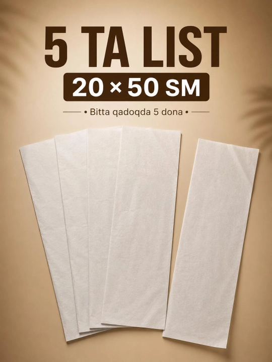 Olovli qog‘oz Flash Paper, yonadigan qog‘oz, fokus va flambe uchun, 20×50 sm, 5 dona