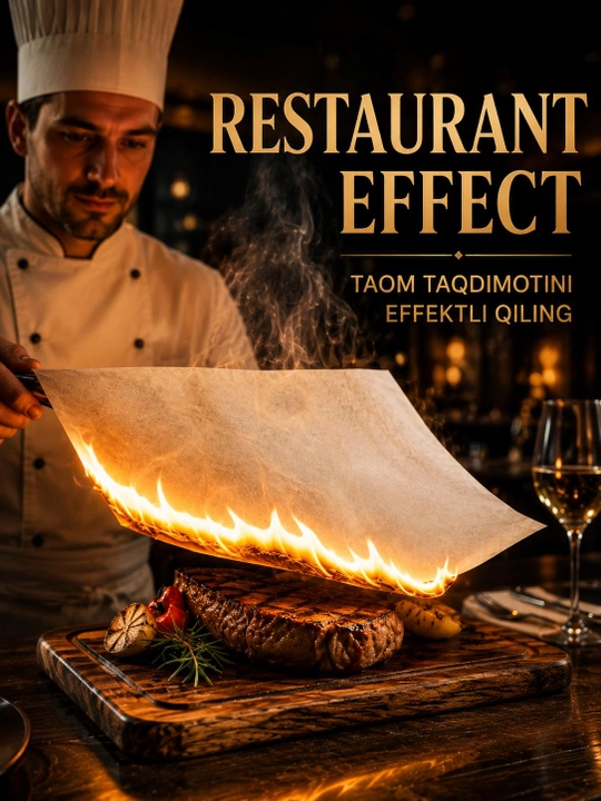 Olovli qog‘oz Flash Paper, yonadigan qog‘oz, fokus va flambe uchun, 20×50 sm, 5 dona
