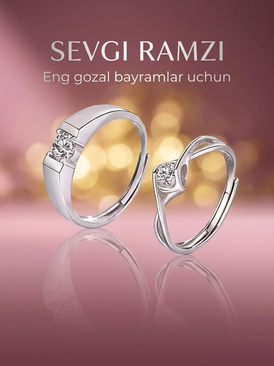 Juft uzuklar: gul, klassik, sadaf, yulduz turkumi, yulduz, 2 dona, o‘lchami sozlanadigan