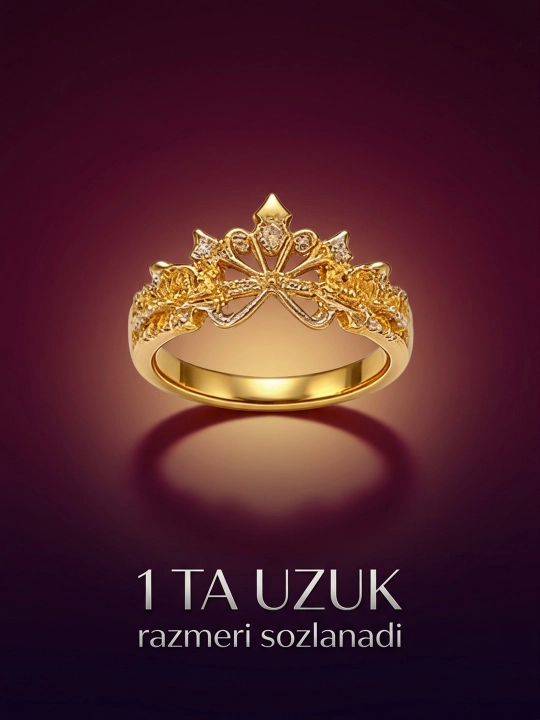 Ayollar tiara uzugi, kumush tiara, toj, 1 dona, o‘lchami sozlanadigan