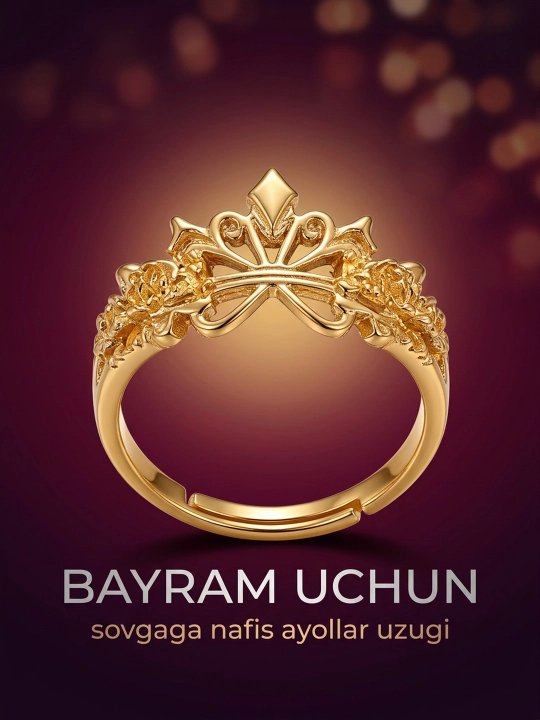 Ayollar tiara uzugi, kumush tiara, toj, 1 dona, o‘lchami sozlanadigan