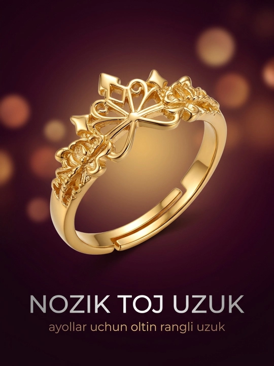 Ayollar tiara uzugi, kumush tiara, toj, 1 dona, o‘lchami sozlanadigan