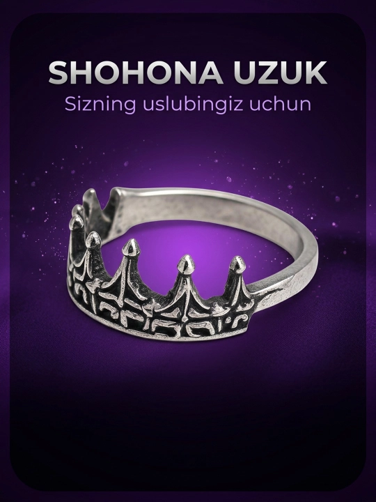 Ayollar tiara uzugi, kumush tiara, toj, 1 dona, o‘lchami sozlanadigan