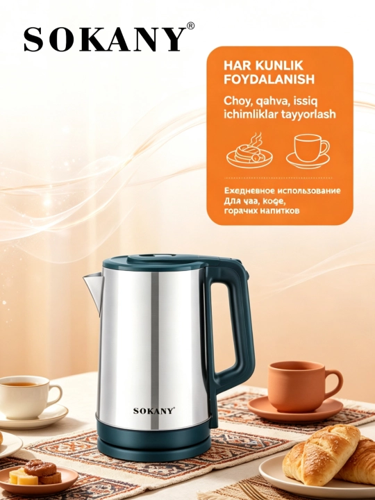 Elektr choynak 3L, qora elektor choynak SOKANY 1500 Vt, Maishiy texnika SK-SH-1060