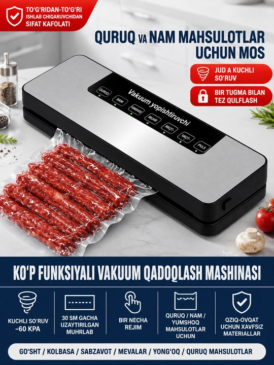 Вакууматор Гарантия свежести + 50 пакетов в подарок!