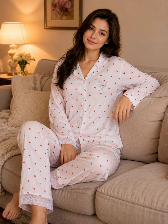 Ayollar uchun Love Secret pijama to‘plami, shim va uyqu niqobi bilan
