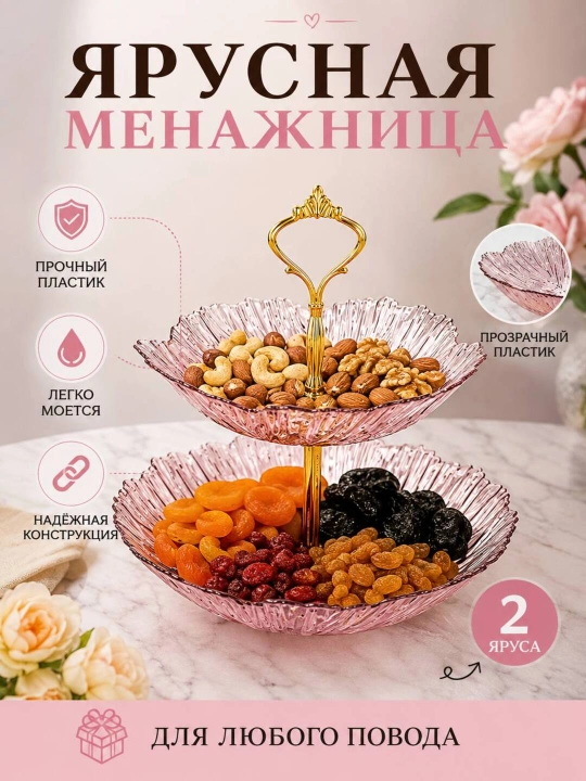 Менажница, акриловая менажница, ярусная менажница, посуда для сервировки, посуда для кухни - 
