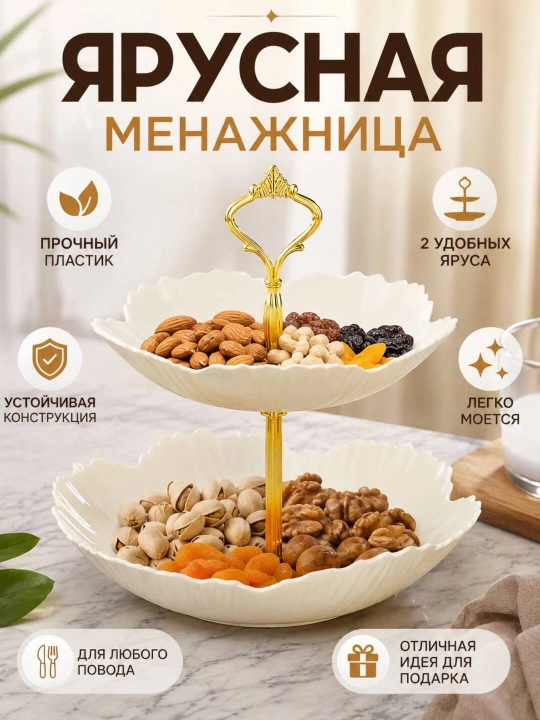 Менажница, акриловая менажница, ярусная менажница, посуда для сервировки, посуда для кухни - 