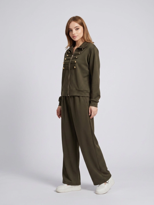 Ayollar uchun oversize sport kostyumi, ikki qismli, keng shimli, paxtali ikki iplik