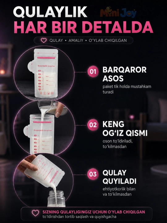 Ona sutini saqlash uchun paketlar, 30 dona, steril, muzlatish uchun