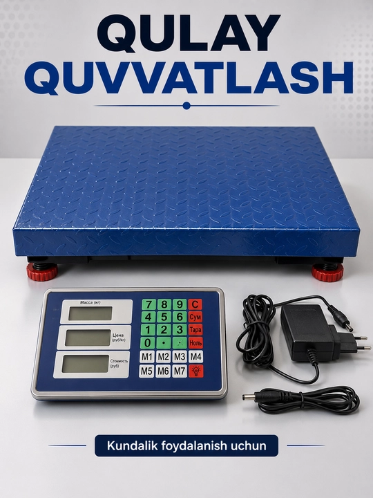 Elektron platformali tarozi, 200/300/600 kg, metall, ombor va savdo uchun