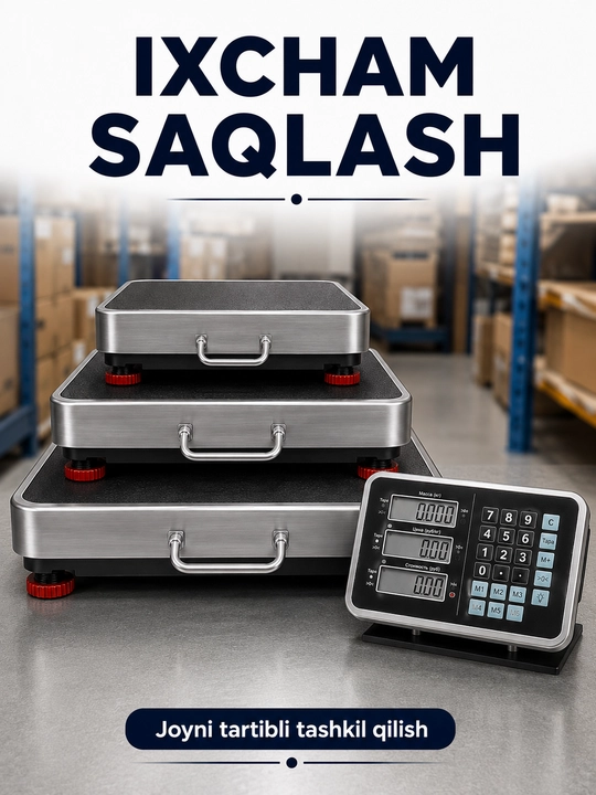 Elektron platformali tarozi, 200/300/600 kg, metall, ombor va savdo uchun