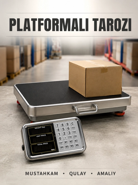 Elektron platformali tarozi, 200/300/600 kg, metall, ombor va savdo uchun
