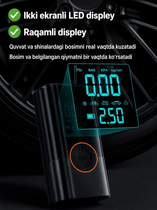 Kop funksiyali avtomobil starteri, Kompressor, Jump Starter