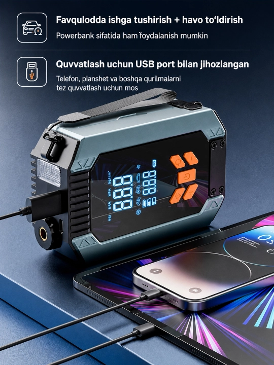 Kop funksiyali avtomobil starteri, Kompressor, Jump Starter