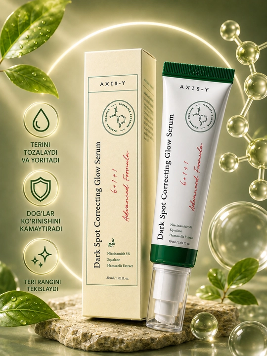 Yuz uchun zardob, koreys zardobi, glow serum, axis y serum, husnbuzarga qarshi zardob