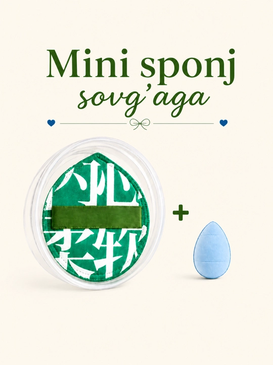 G‘ilofdagi yumshoq kosmetik gubka — pardoz uchun qulay momiq va sovg‘a sifatida mini-gubka