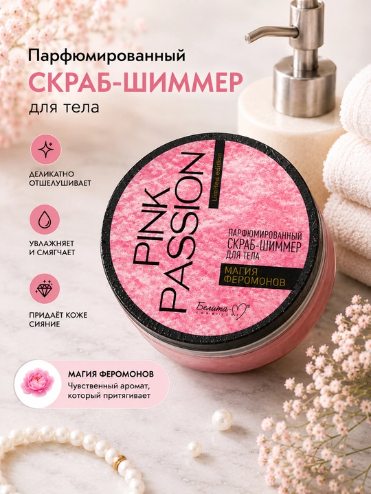 PINK PASSION — tanaga mo‘ljallangan atirli skrab-shimmer «Feromonlar sehri» - 