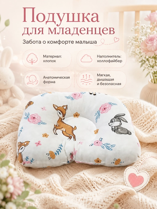 Детская подушка, для новорожденных, ортопедическая подушка, для младенцев, жесткая подушка