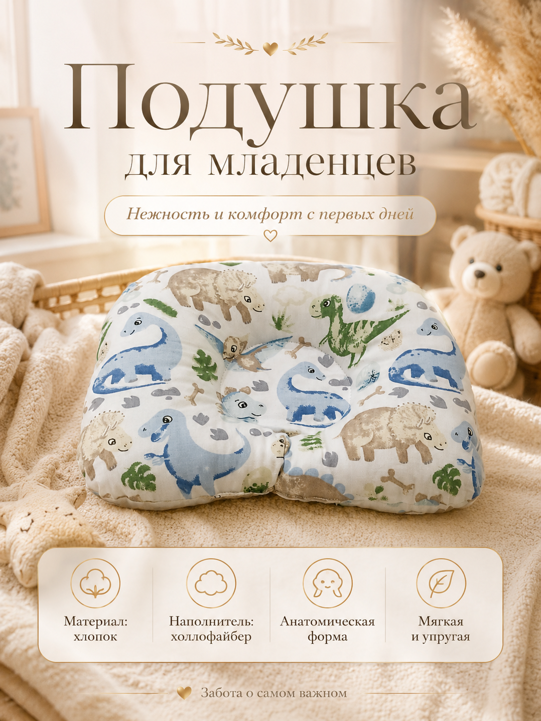 Детская подушка, для новорожденных, ортопедическая подушка, для младенцев, жесткая подушка
