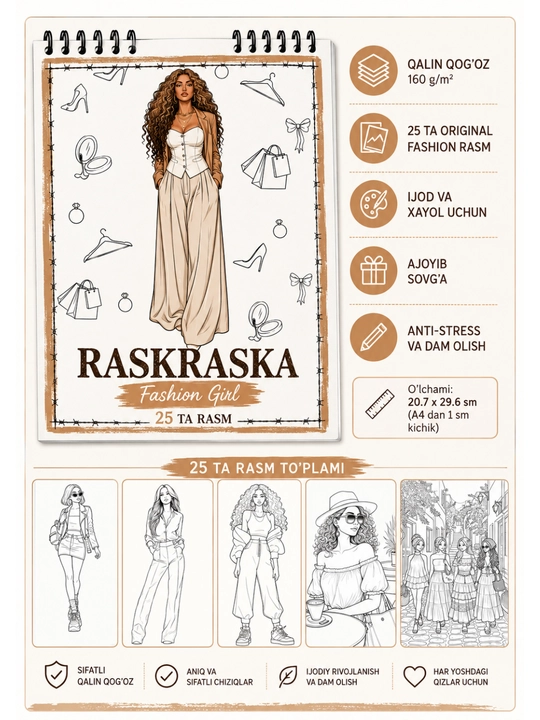 Raskraska boʻyash kitobi kattalar uchun - 