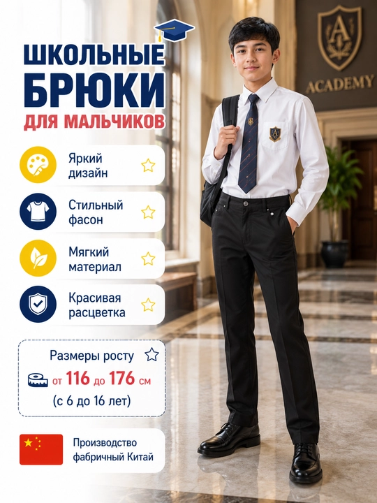 Школьные брюки для мальчиков, 12 видов