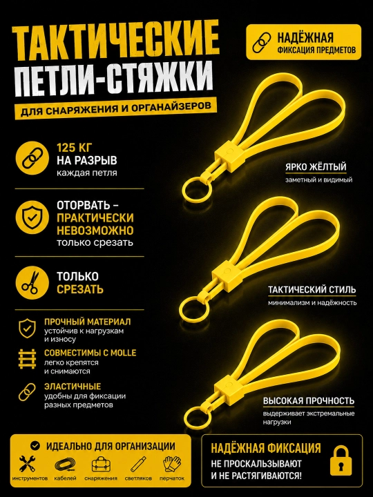 Тактические одноразовые стяжки для фиксации рук - 