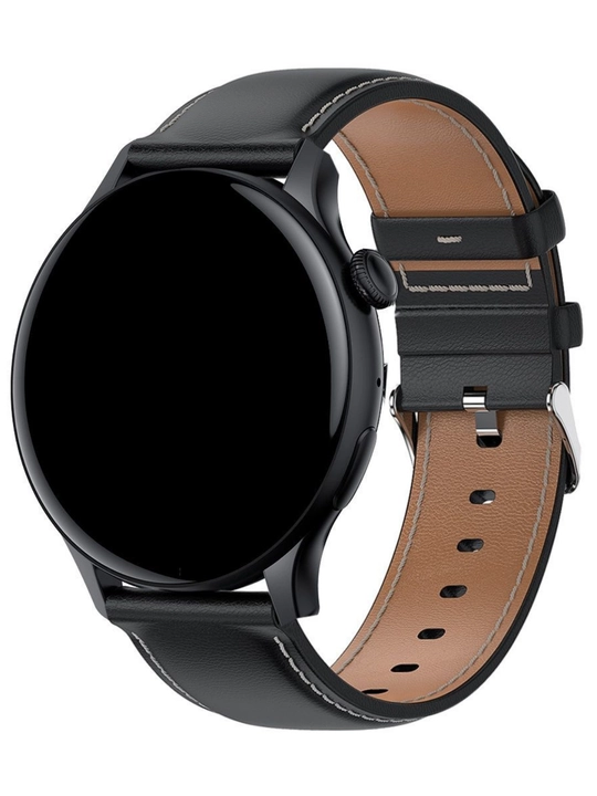 Smart soat qora kassa charm va silikon tasmali, IP67 aqlli soat